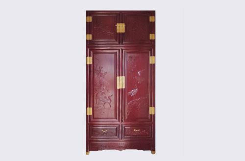 定西高端中式家居装修深红色纯实木衣柜