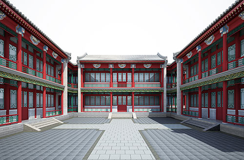 定西北京四合院设计古建筑鸟瞰图展示